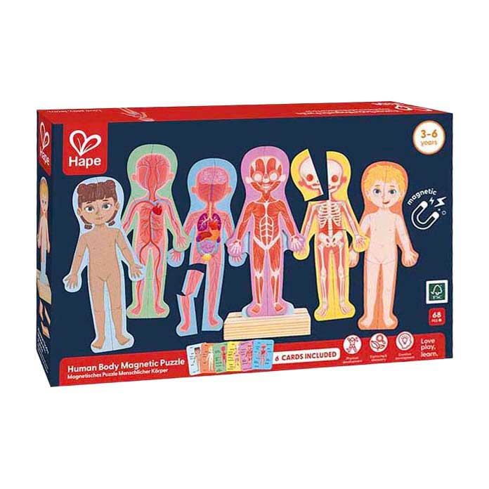 Load image into Gallery viewer, Hape menselijk lichaam magnetische puzzel - 63dlg.
