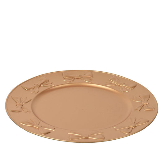 Decoris onderbord met strikjes dessin ã˜33cm kunststof goud