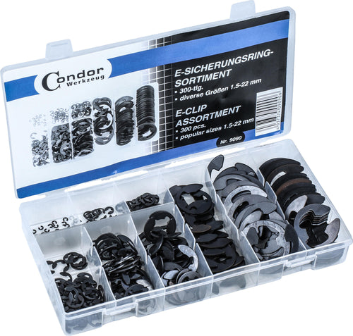 Condor assortiment borgringen e-circlips assortments 300 pcs., 1.5-22 mm