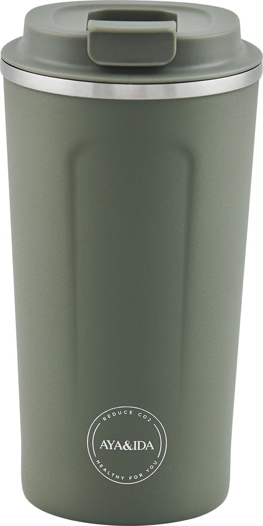 Aya ida aya ida - cup2go - thermosbeker - koffiebeker - coffee to go - reisbeker - meenemen - 500ml - tropical green