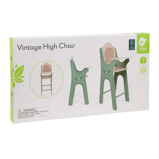 Classic world vintage wooden doll feeding chair
