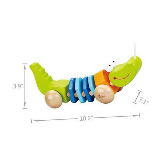 Classic world houten trekdier krokodil