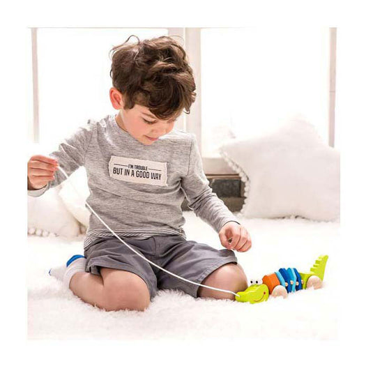 Classic world houten trekdier krokodil