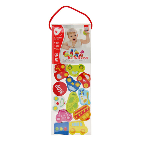 Classic world houten rijgkralen verkeer, 13dlg.