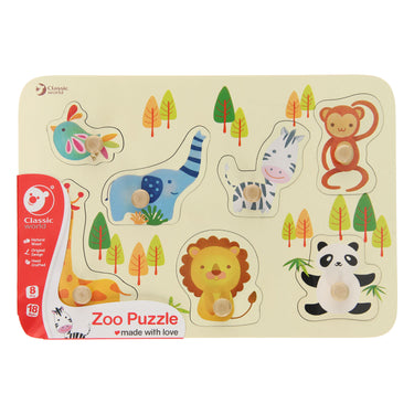 Classic world houten dierenpuzzel - educatief speelgoed met noppen.