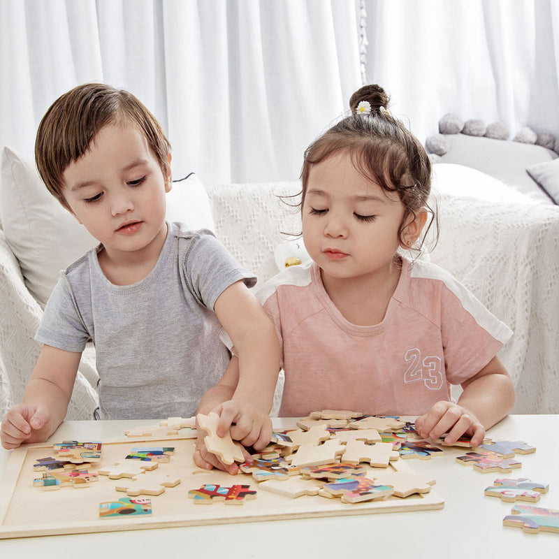 Load image into Gallery viewer, Classic World World World Houten Legpuzzel Dieren in de Stad, 49st.
