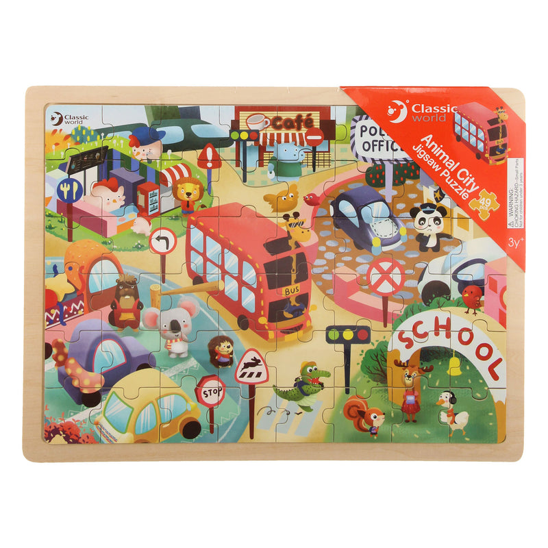 Load image into Gallery viewer, Classic World World World Houten Legpuzzel Dieren in de Stad, 49st.
