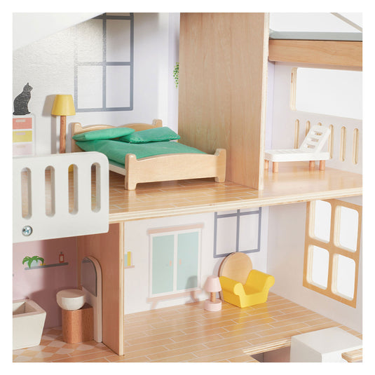 Classic world happy villa houten poppenhuis, 28dlg.