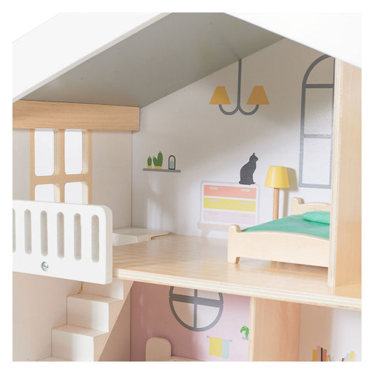 Classic world happy villa houten poppenhuis, 28dlg.