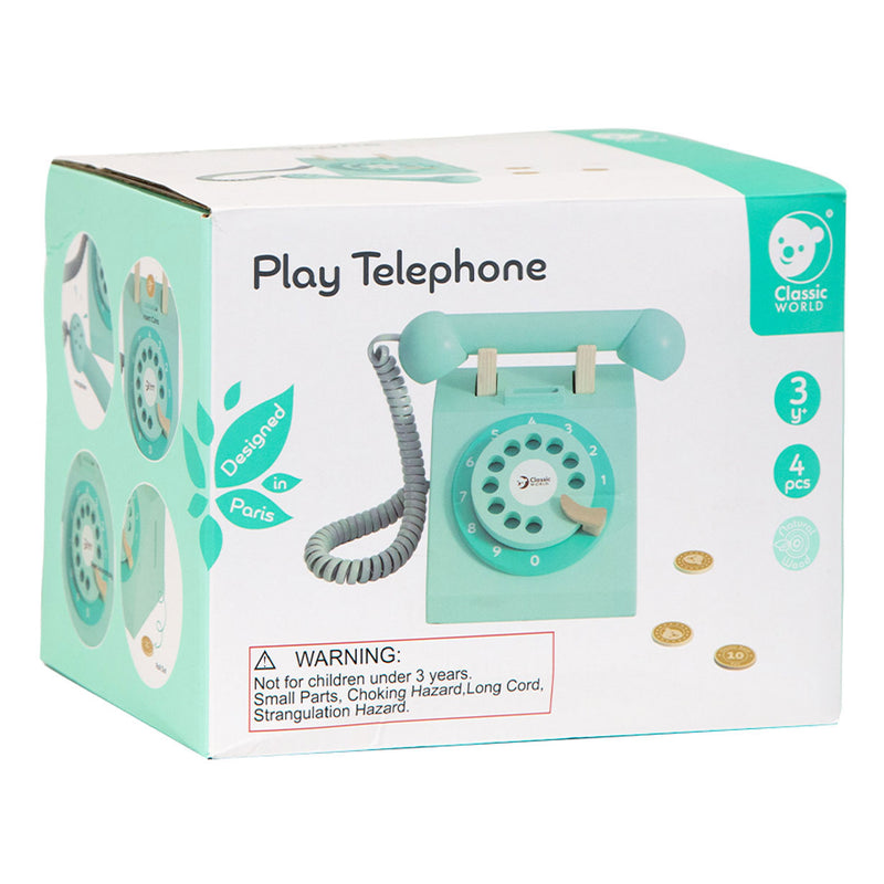 Load image into Gallery viewer, Classic world houten retro telefoon turquoise
