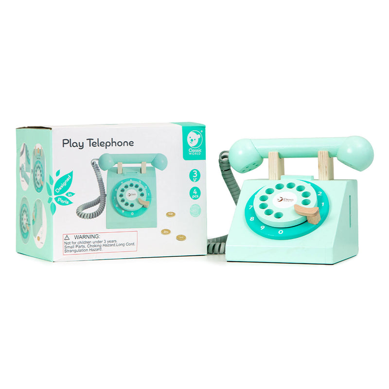 Load image into Gallery viewer, Classic world houten retro telefoon turquoise
