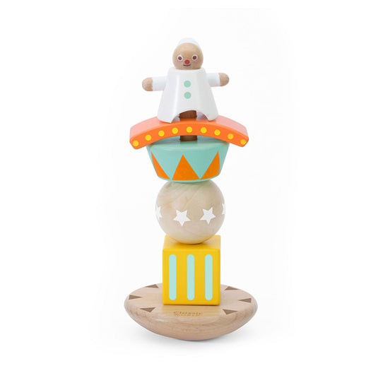 Classic world houten stapel en balansspel clown, 6dlg.