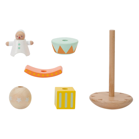 Classic world houten stapel en balansspel clown, 6dlg.