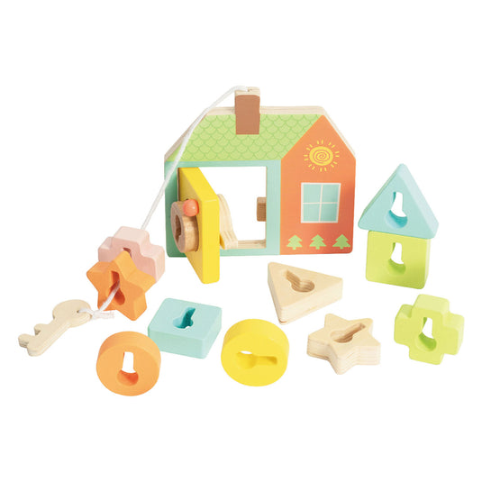 Classic world houten slot openen vormenspel, 11dlg.