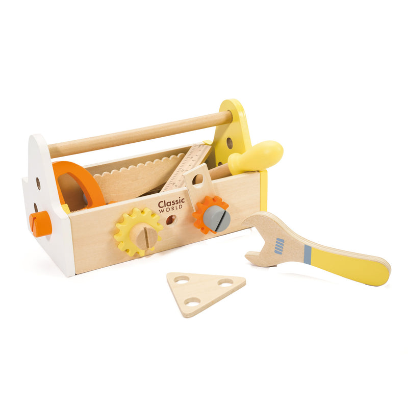 Load image into Gallery viewer, Classic world houten timmermanset gereedschapskist speelgoed 18-delig.
