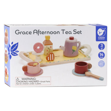 Classic world houten theeset grace met dienblad - speelgoed theeservies 14-delig.
