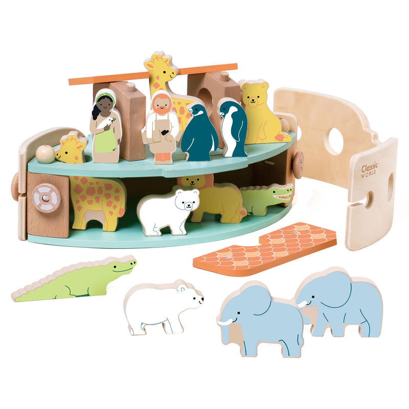 Load image into Gallery viewer, Classic world houten noah's ark boot bouwset met dieren, 16dlg.
