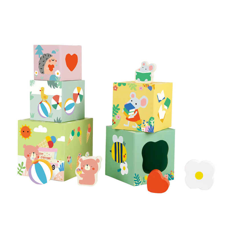 Load image into Gallery viewer, Classic world stapelblokken met bosdieren, 10dlg.

