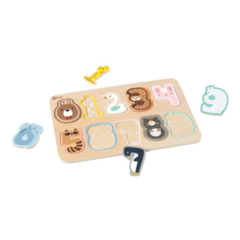 Load image into Gallery viewer, Classic world houten cijfer puzzel, 10st.
