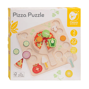 Classic world houten speelgoed vormenpuzzel pizza 22 stuks educatief.