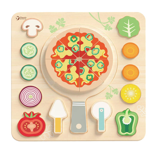Classic world houten speelgoed vormenpuzzel pizza 22 stuks educatief.