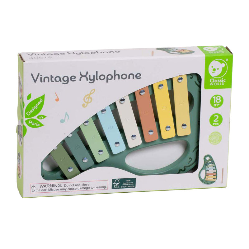 Load image into Gallery viewer, Classic world houten vintage xylofoon groen 2dlg.
