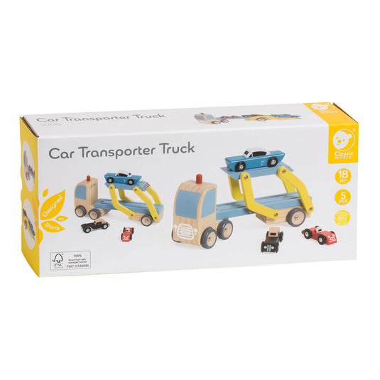 Classic world houten transporter met 3 auto's