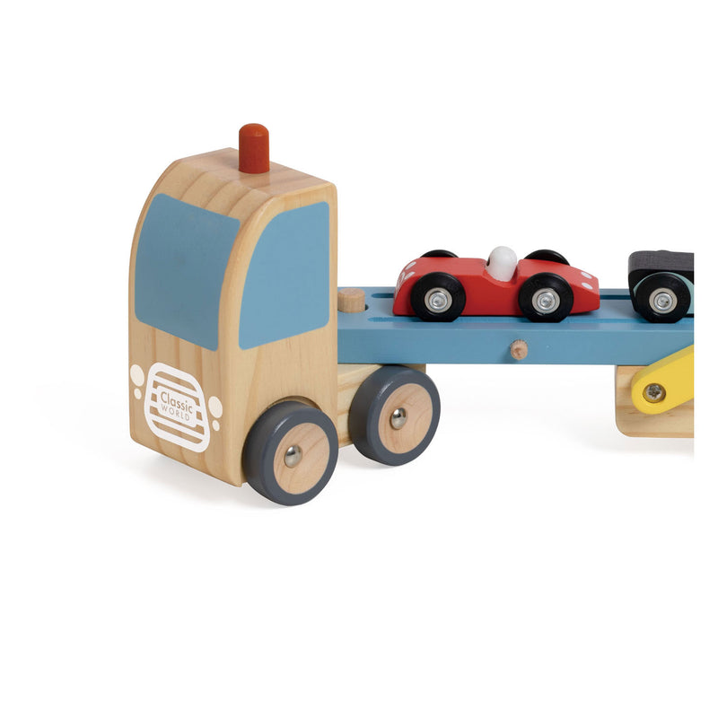 Load image into Gallery viewer, Lobbes speelgoed bv classic world houten transporter met 3 auto's
