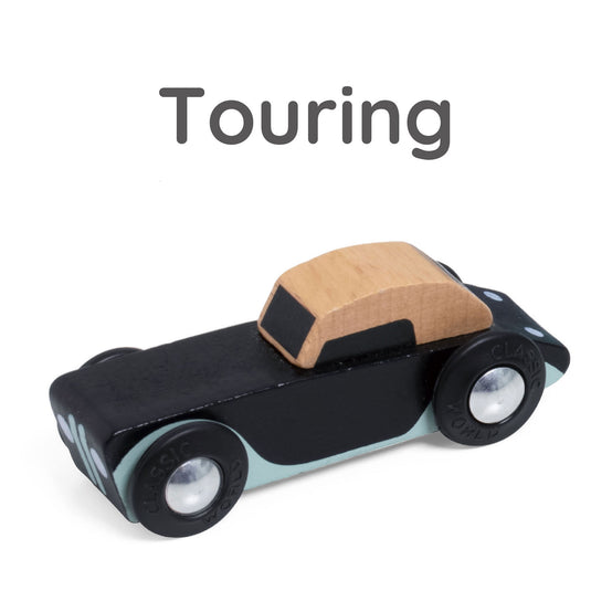 Classic world houten tour auto's set, 3st.