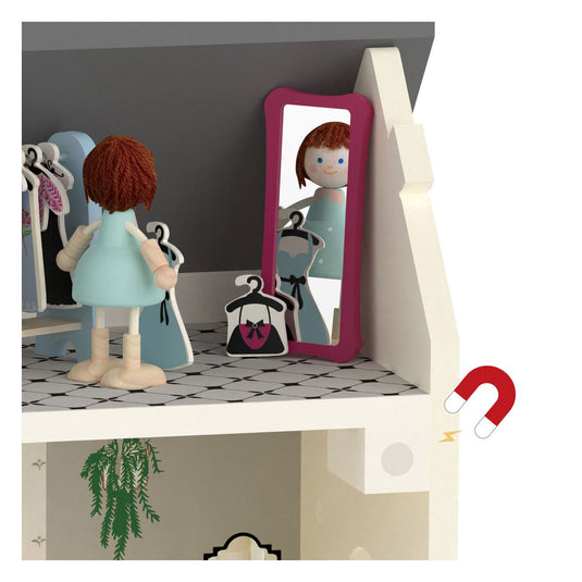 Classic world houten vintage poppenhuis, 36dlg.