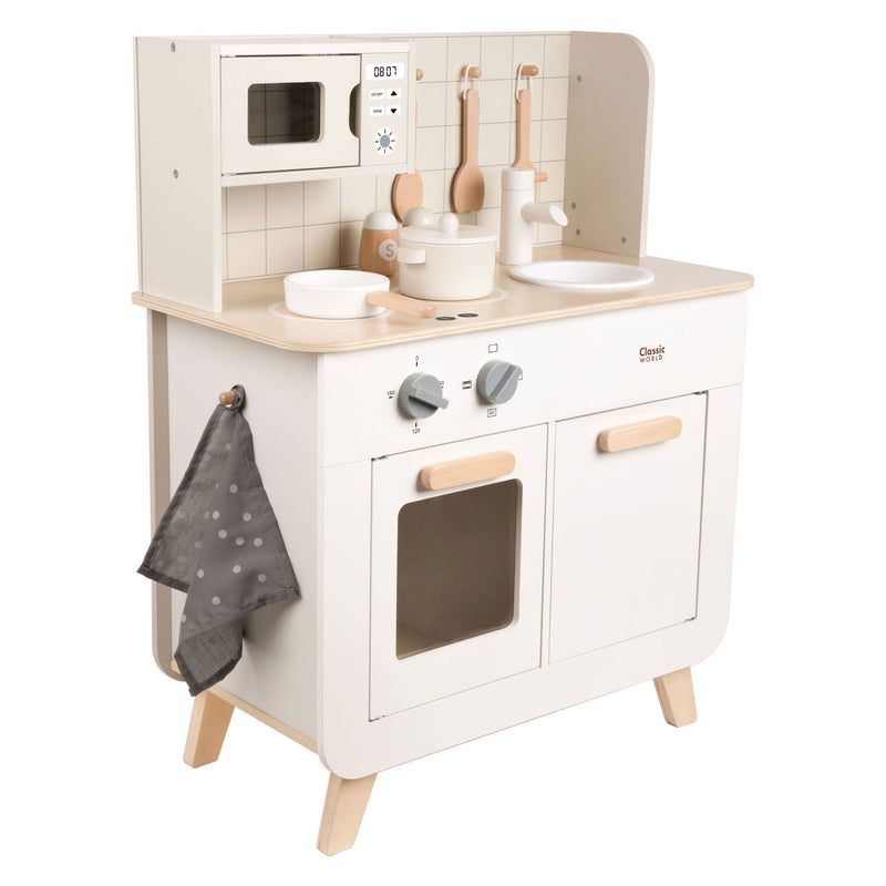 Load image into Gallery viewer, Classic world houten speelkeuken chef 11-delig speelgoedkeuken wit.
