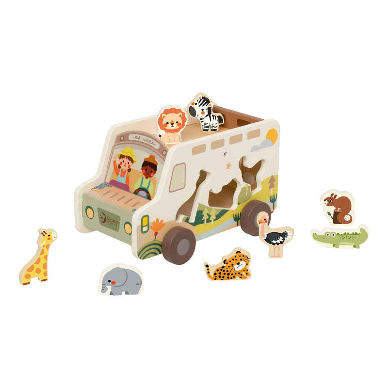 Load image into Gallery viewer, Classic world houten avonturen safari auto vormenstoof, 9dlg.
