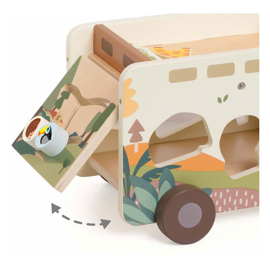 Classic world houten avonturen safari auto vormenstoof, 9dlg.