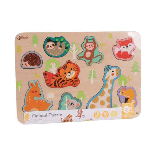 Load image into Gallery viewer, Classic world houten inlegpuzzel dieren puzzel, 10st.
