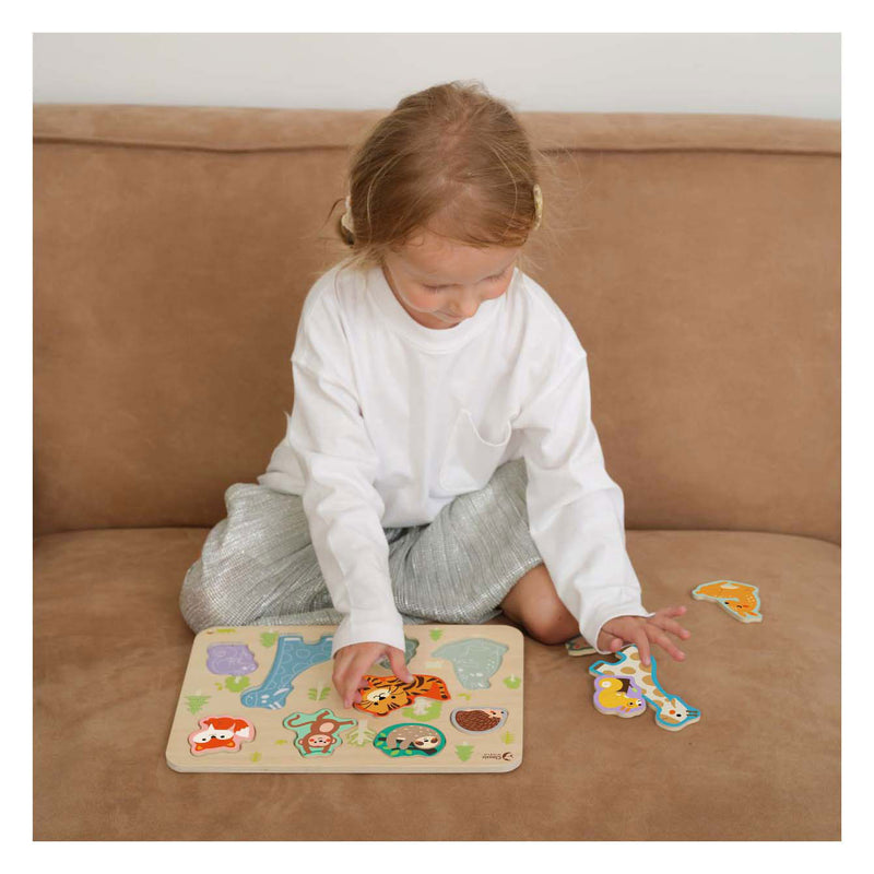 Load image into Gallery viewer, Classic world houten dierenpuzzel educatief speelgoed 10 stukjes.
