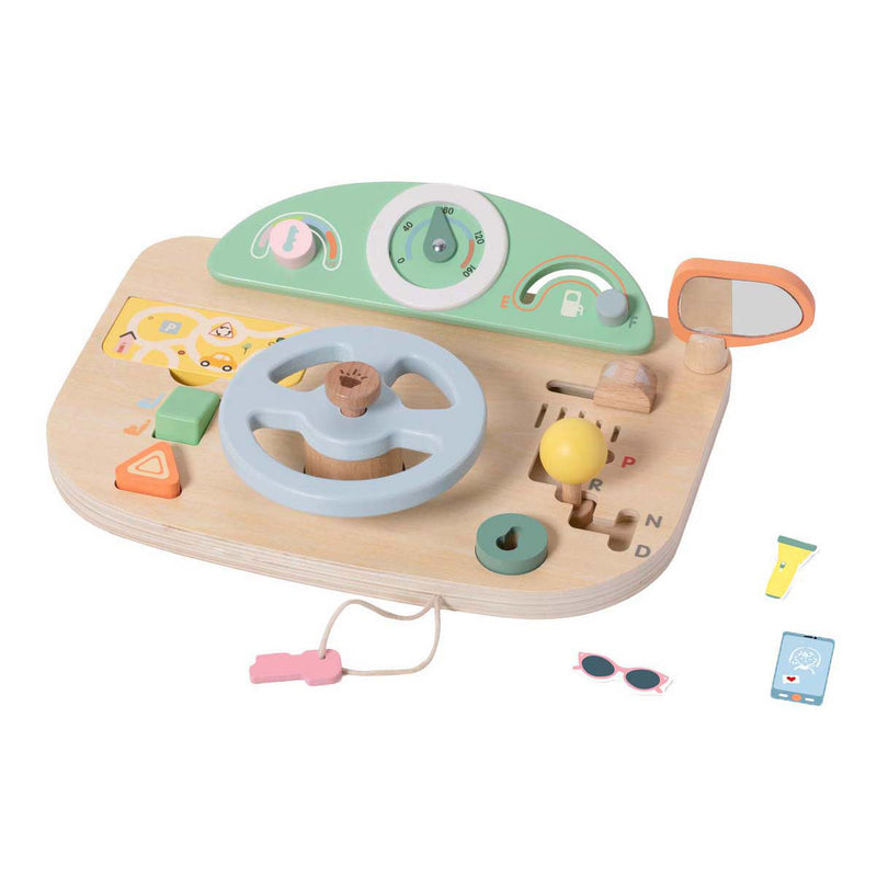 Afbeelding laden in galerijviewer, Classic world houten speelgoed stuurwiel met accessoires voor kinderen.
