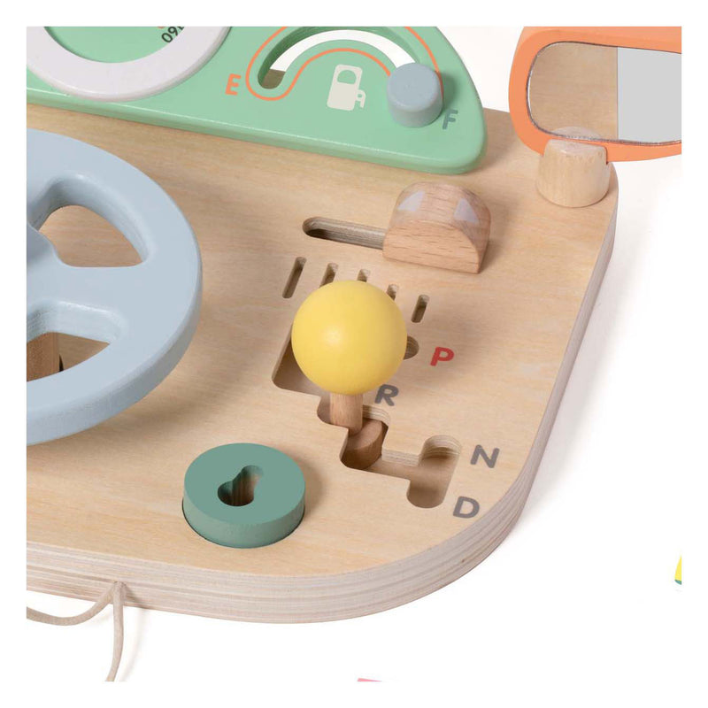 Afbeelding laden in galerijviewer, Classic world houten speelgoed stuurwiel met accessoires voor kinderen.
