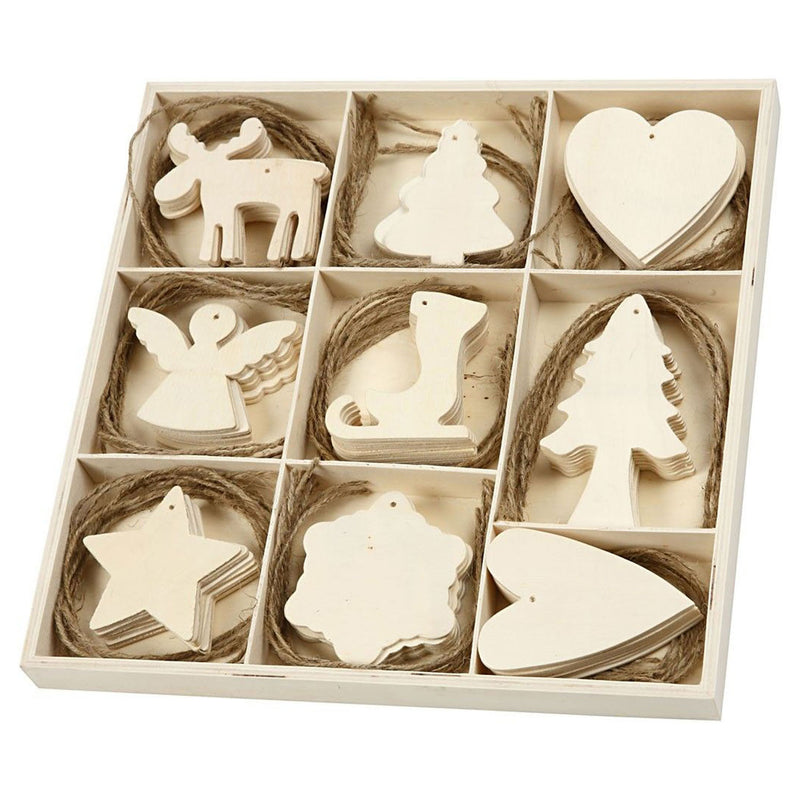 Load image into Gallery viewer, Creativ company versier je houten kerst hangers, 72st.
