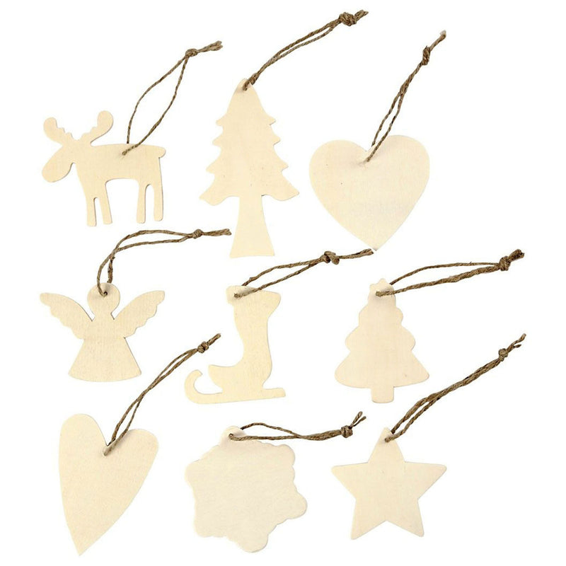 Load image into Gallery viewer, Creativ company versier je houten kerst hangers, 72st.
