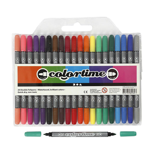 Creativ company http: www.cchobby.nl colortime-dubbelstift-lijndikte-2-3-3-6-mm-standaardkleuren-20-stuk-1-doos
