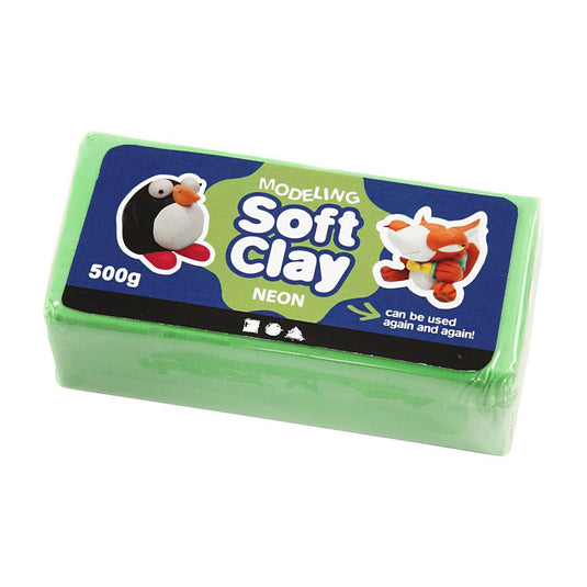 Creativ company zachte klei - neon groen, 500gr.