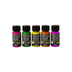 Creativ company neon textielverf - set van 5 kleuren, 50ml