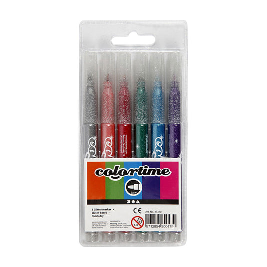 Creativ company http: www.cchobby.nl colortime-glitterstiften-lijndikte-2-mm-diverse-kleuren-6-stuk-1-doos