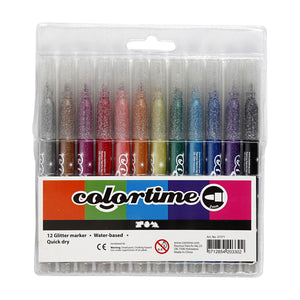 Colortime http: www.cchobby.nl -glitterstiften-lijndikte-2-mm-diverse-kleuren-12-stuk-1-doos