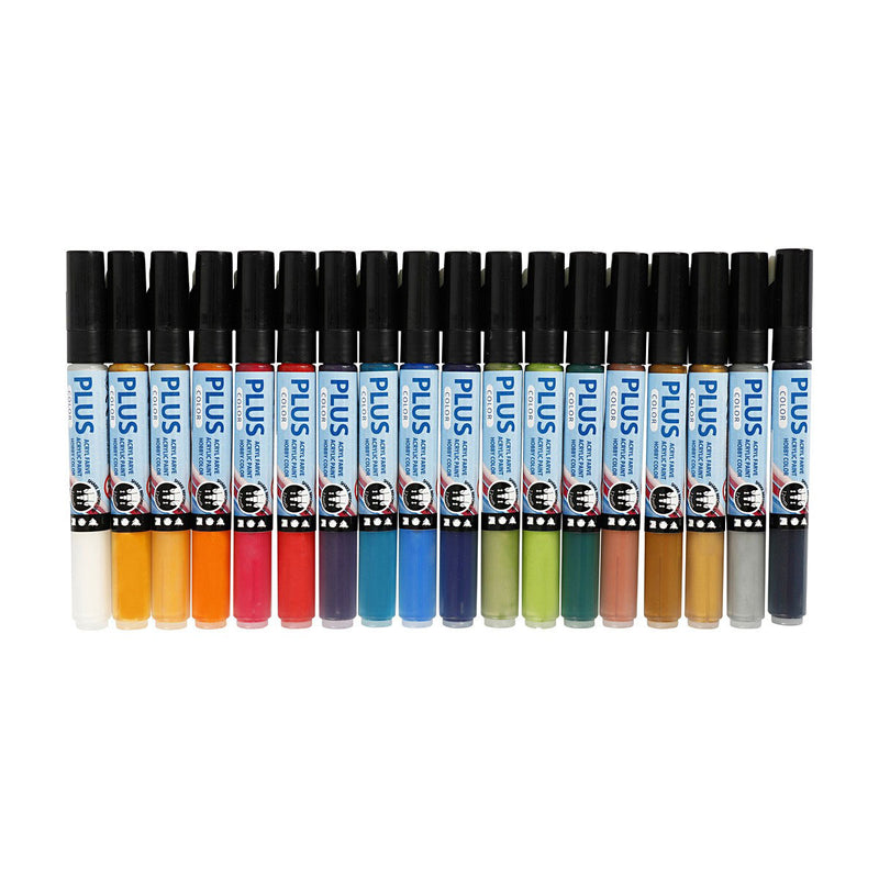 Load image into Gallery viewer, Creativ company http: www.cchobby.nl plus-color-marker-l-14-5-cm-lijndikte-1-2-mm-diverse-kleuren-5-5-ml-18-stuk-1-doos
