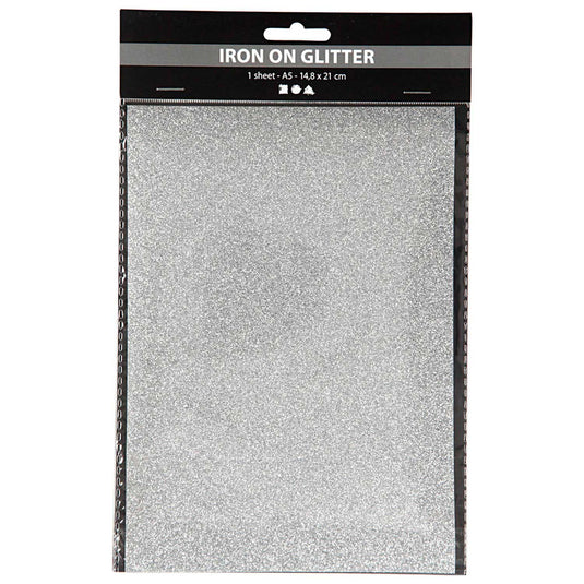 Creativ company opstrijkfolie glitter zilver, a5