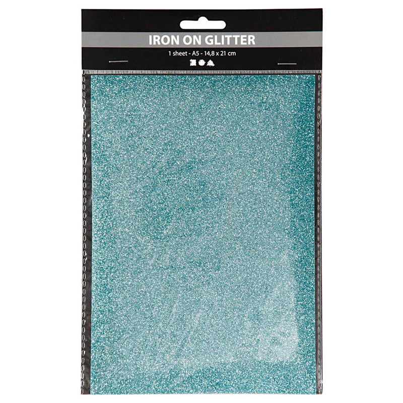 Load image into Gallery viewer, Creativ company opstrijkfolie glitter lichtblauw, a5

