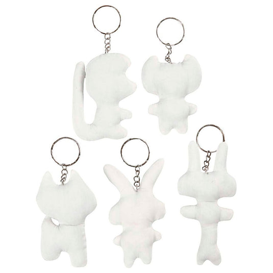 Creativ company stoffen dieren sleutelhanger, 5st.