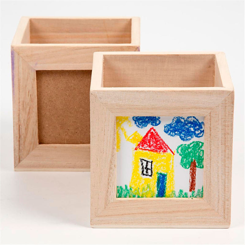 Load image into Gallery viewer, Creativ company houten pennenbakje met fotolijstje
