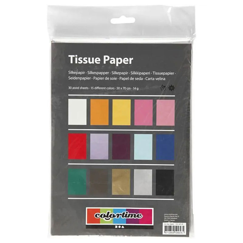Load image into Gallery viewer, Creativ company tissuepapier, vel 50x70 cm, 17 gr, diverse kleuren, 15x2 vel, 30 vel 1 doos
